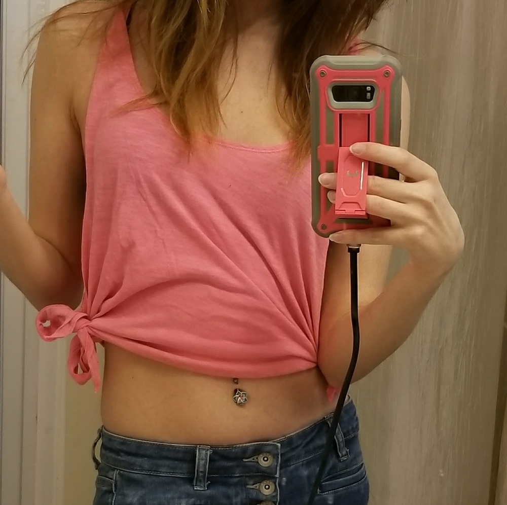 Pink cropped tanks